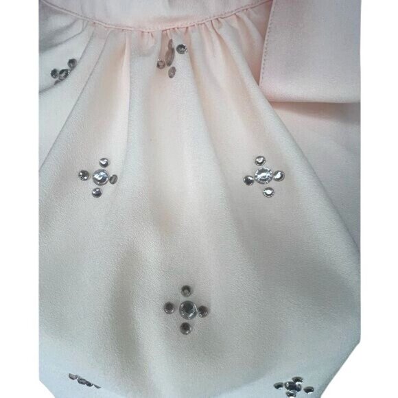 New York & Company Peach Sleeveless Embellished Bow Tie Blouse Medium - Picture 10 of 14